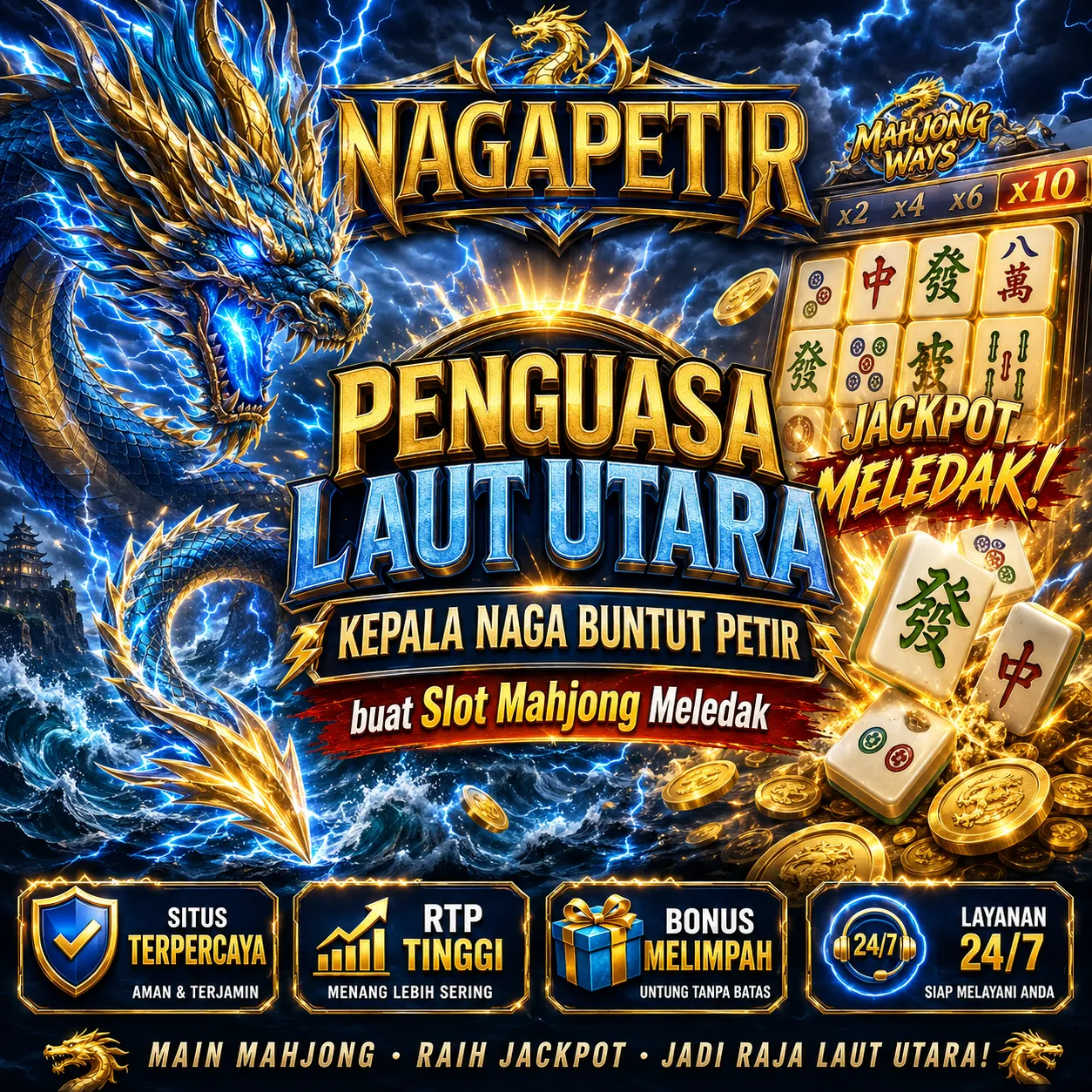 NAGAPETIR >> Penguasa Laut Utara Kepala Naga Buntut Petir buat Slot Mahjong Meledak
